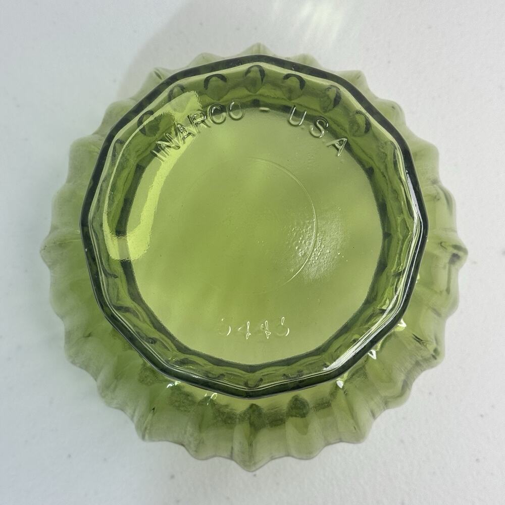 Inarco USA #5443 Olive Green Glass Ribbed Bowl Glass Plant Pot Vase VTG MCM - Picture 4 of 7